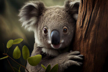Wall Mural - Portrait von einem Koala im Baum - Generative Ai