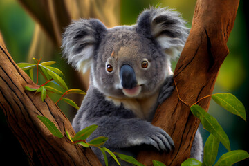 Wall Mural - Portrait von einem Koala im Baum - Generative Ai