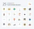 © Muhammad - Tourism And Outdoor Recreation 25 Flat Color icon pack including vecation. hotel. globe. drink. glass