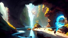 (4k) Magical Cave Made With Generative AI-Technology