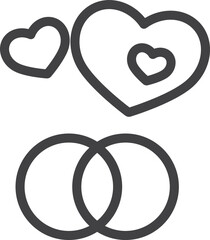 Poster - Wedding rings and heart line icon. Happy love symbol