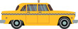 Retro taxi car with checkered pattern. Yellow cab