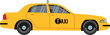 © MicroOne - Yellow taxi side view. Cartoon car icon