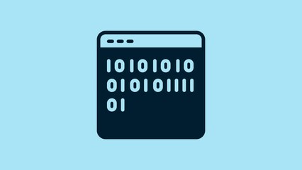 Sticker - Blue Binary code icon isolated on blue background. 4K Video motion graphic animation