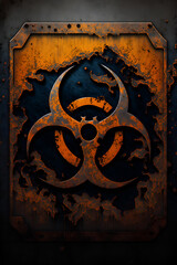 Wall Mural - biohazard rusty metal sign