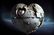 death star in shape of a heart in space for a valentines card for a science fiction fan, generative ai