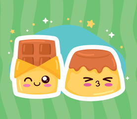 Sticker - sweet pudding and chocolate kawaii