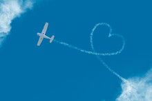 Flying Plane Among The Clouds Love Heart Sign