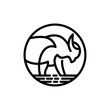 © HardTeam - Animal Bison Line Logo Design Icon Template Flat Vector