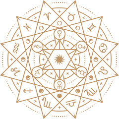 Sticker - Magic alchemy star. Esoteric geometric shape template