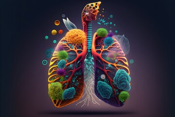 Wall Mural - Human Lungs. Graphic Illustration of human lungs. Colorful. Vibrant. Modern. Science. Scientific. Medical. Doctor. Skeleton. Model. Biology