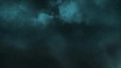 Wall Mural - blue green clouds with lightning streaks 4k loop features rolling blue-green clouds in a dark sky wi