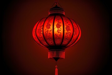 Wall Mural - ﻿A red and gold lamp - Generative AI