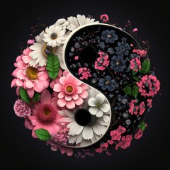 Poster - flowers ying yang, valentine's generative ai