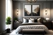 Sleek and contemporary master bedroom with a neutral color palette generative ai