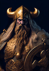 Wall Mural -  Dark viking warrior. Generative AI .