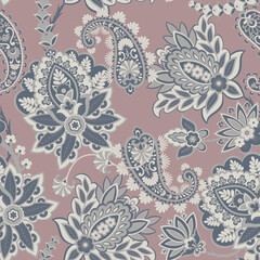  Paisley Floral oriental ethnic Pattern. Vector Seamless Ornamental Indian fabric patterns.