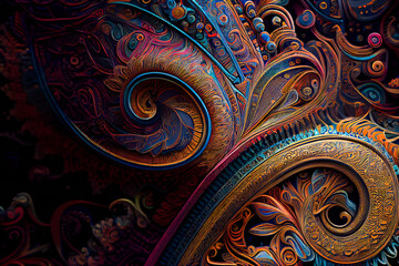 Seamless paisley background. Generative AI.