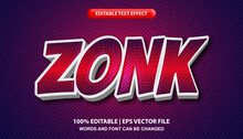 Zonk Text, Editable Text Effect Template In Comic Style, Bold Purple Font Style