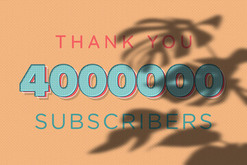 4000000 subscribers celebration greeting banner with nique Design