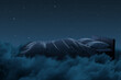 © Brilliant Eye - 3D rendering of cozy bed over fluffy clouds at night
