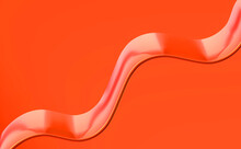 3d Background Of Wavy Red Ribbon On Orange Background For Graphic Design, Screen Saver, Product Decoration