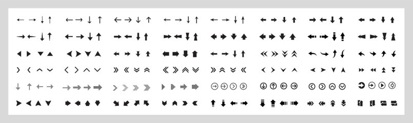 Wall Mural - set of black vector arrows icons. modern simple arrows. collection different arrows on flat style fo