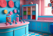Candy store interior. Generative AI