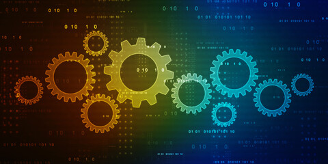 Process management, optimization operation, fix strategy industry, transmission gears wheel, software update status, Cog Gear Wheel on the technology abstract background