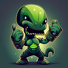 Green Alien Monster Generative Ai
