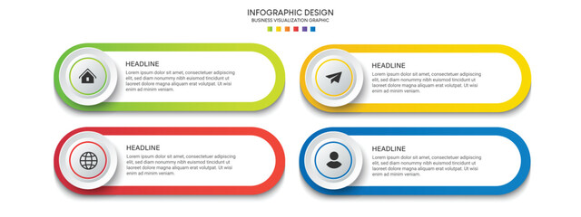 Steps business data visualization timeline process infographic template design with icons