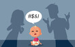 Little Baby Learning a Vulgar Swear Word vector Cartoon Illustration. Child using bad language after mimicking and imitating 

