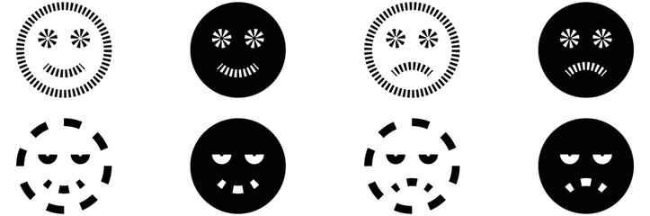 Wall Mural - happy face emoticon icon set. sad face icon. angry face icon collections emoticon style cut line. for app and web, vector illustration