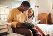 © K. A./peopleimages.com - Black family, father reading to child and bonding love, storytelling and language learning in bedroom. Happy people, dad and girl kid with book for creative knowledge, education and home teaching