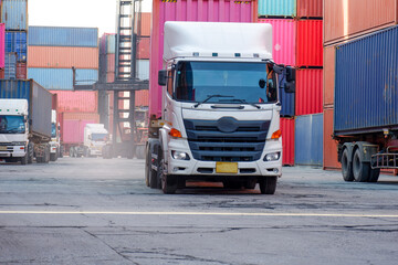 Trucks in the container yard