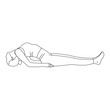 Line art of woman doing Yoga in fish pose vector. reclining back bend pose.
