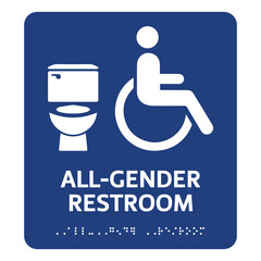 all gender restroom sign design with braille. isolated vector label for toilet