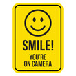 Smile you are on camera vector sign. Isolated You're Being Videotaped Smile Sticker design.
