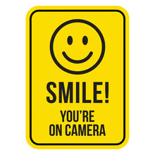Smile You Are On Camera Vector Sign. Isolated You're Being Videotaped Smile Sticker Design.
