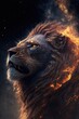 Burning Lion with Dust Particles Generative AI