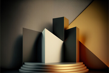 Wall Mural - Abstract Geometric Podium Background.Generative AI