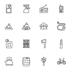 Wall Mural - Camping equipment line icons set