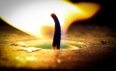 macro of a burning candle