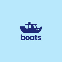 Trawler Boat Sailor Ocean Sailing Fishing Minimal Isolated Logo Design Vector Icon Illustration Template