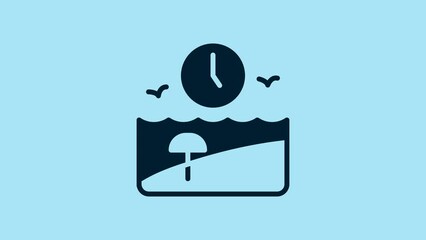 Sticker - Blue Vacation time icon isolated on blue background. 4K Video motion graphic animation