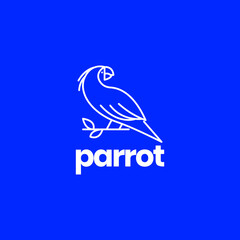 Canvas Print - exotics bird parrot perched on tree branch lines art minimal logo design vector icon illustration template