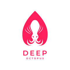 Wall Mural - drop water octopus creature ocean colored logo design vector icon illustration template