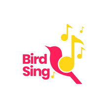 Bird Sing Notes Music Instrument Voice Colorful Abstract Logo Design Vector Icon Illustration Template