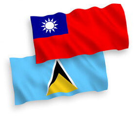 Flags of Saint Lucia and Taiwan on a white background