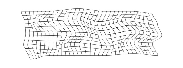 Wall Mural - distorted grid surface. warped fish net. curvature mesh texture. checkered pattern deformation. bent